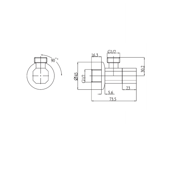 Porta Sanitary Ware - HDJ817A Angle Valve with Cup