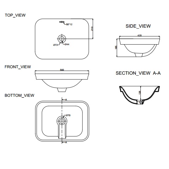 Porta Sanitary Ware - HDL505 Art Vanity Washbasin