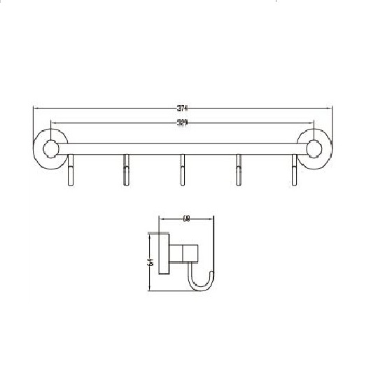 Porta Sanitary Ware - JM335 Coat Hook Rack