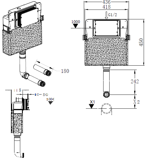 Porta Sanitary Ware - PC88 Concealed Cistern