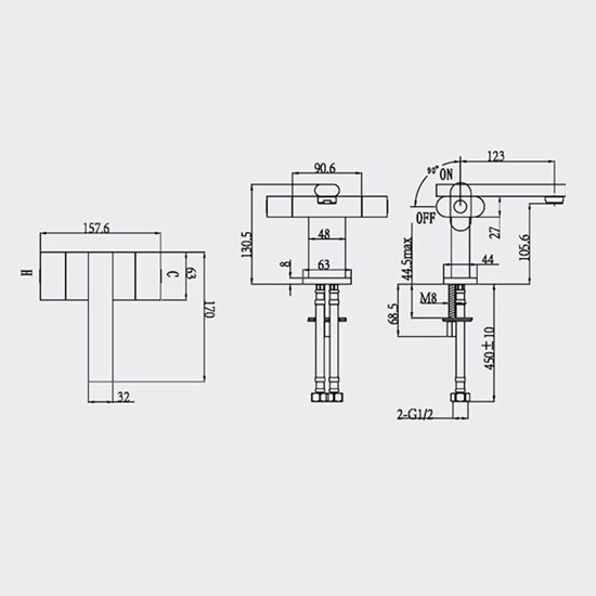 Porta Sanitary Ware - HDA0651M Double Knob Basin Mixer