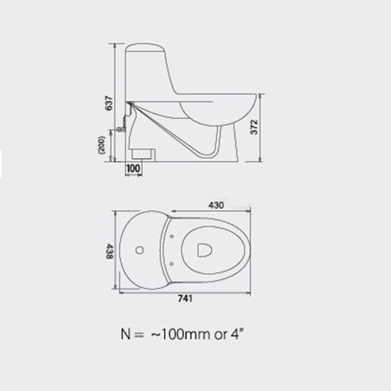 Porta Sanitary Ware - HD102N One Piece WC