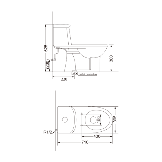 Porta Sanitary Ware - HD121C One Piece WC