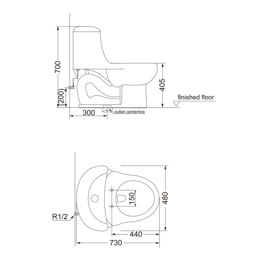 Porta Sanitary Ware - HD131A One Piece WC