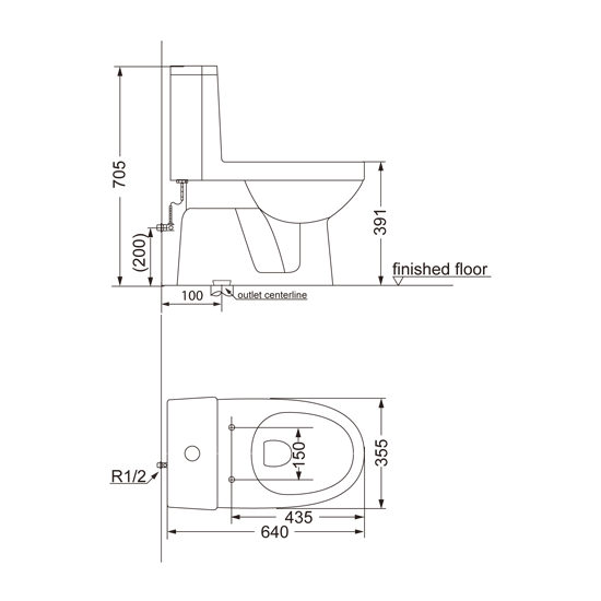 Porta Sanitary Ware - HD173N One Piece WC