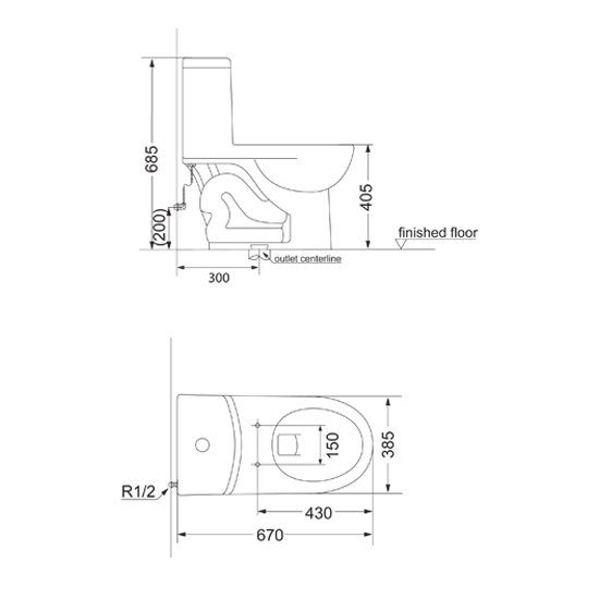 Porta Sanitary Ware - HD180A One Piece WC