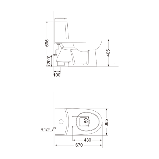 Porta Sanitary Ware - HD180N One Piece WC