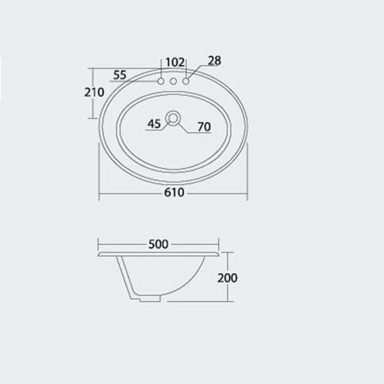 Porta Sanitary Ware - HD16 Over Counter Basin