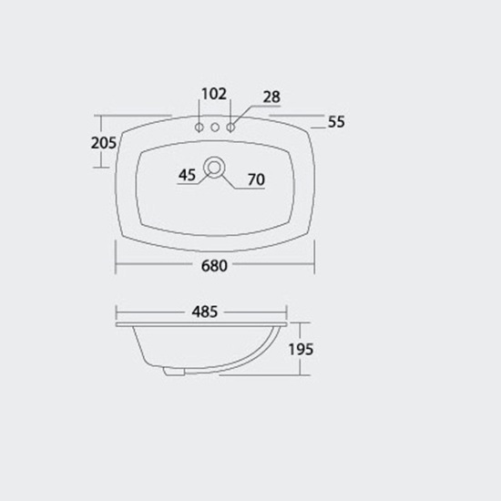 Porta Sanitary Ware - HD18 Over Counter Basin