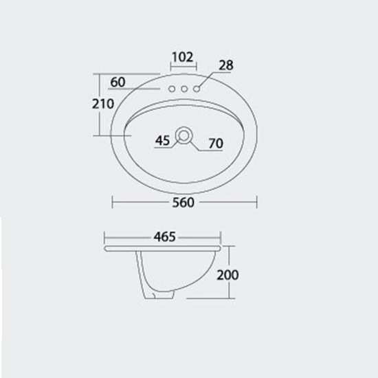 Porta Sanitary Ware - HD3 Over Counter Basin