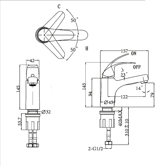 Porta Sanitary Ware - HDA0561M Single Lever Basin Mixer