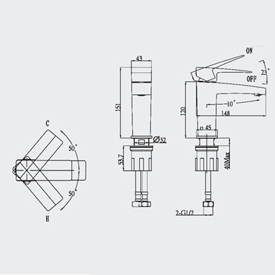 Porta Sanitary Ware - HDA1721M Single Lever Basin Mixer