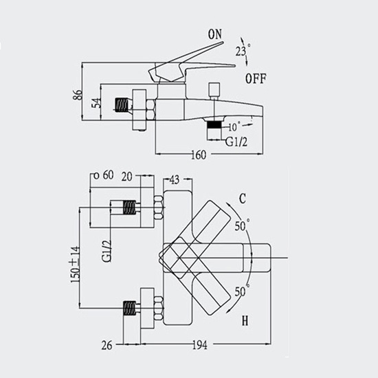 Porta Sanitary Ware - HDA1723Y Single Lever Bath Mixer