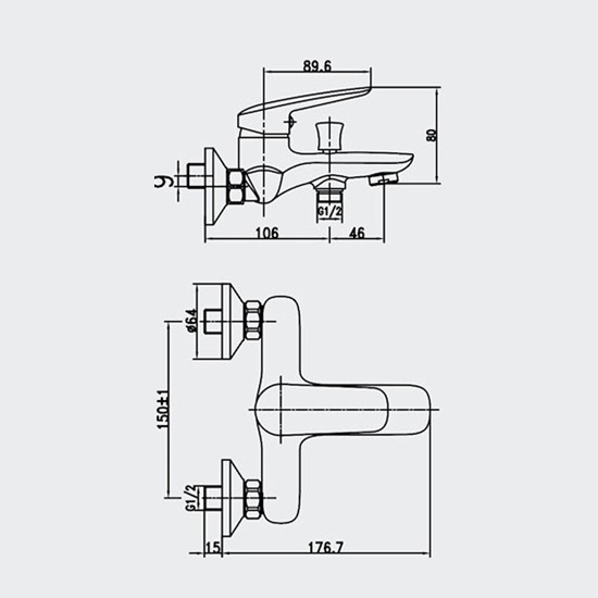 Porta Sanitary Ware - HDA3263Y Single Lever Bath Mixer