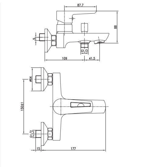 Porta Sanitary Ware - HDA3333Y Single Lever Bath Mixer