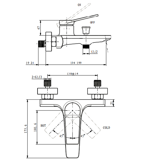 Porta Sanitary Ware - HDA703Y Single Lever Bath Mixer