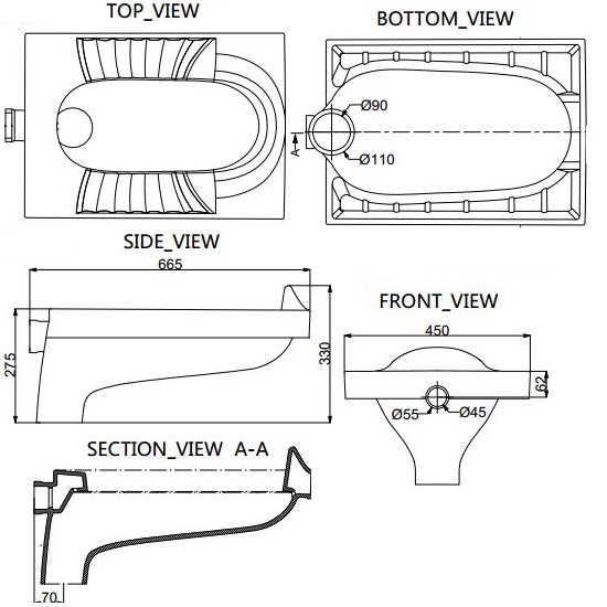 Porta Sanitary Ware - HD50 Squatting Pan