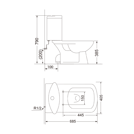 Porta Sanitary Ware - HD201C-N Two Piece WC