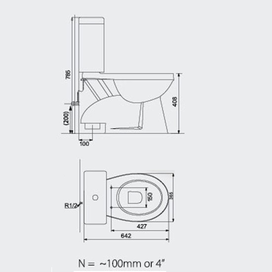 Porta Sanitary Ware - HD257N Two Piece WC