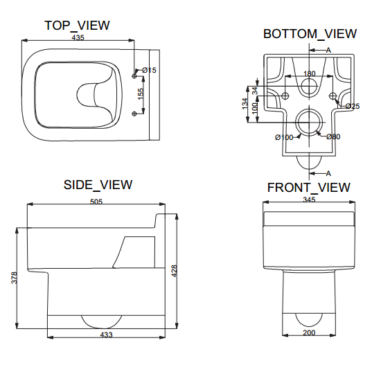 Porta Sanitary Ware - HD348WH Wall Hung WC