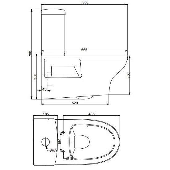 Porta Sanitary Ware - HD600WH Wall Hung WC