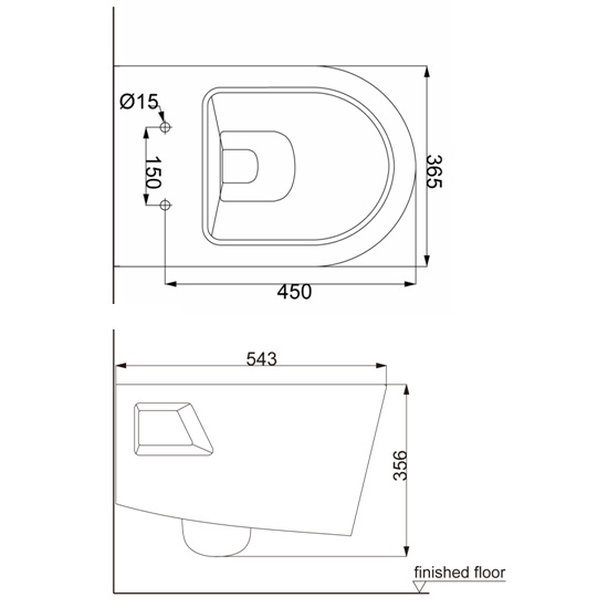 Porta Sanitary Ware - HD427WH Wall Hung WC