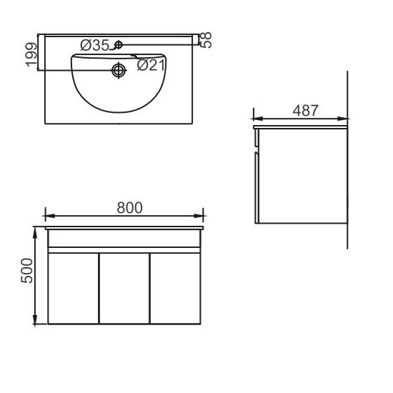 Porta Sanitary Ware - HDFL048 Wooden Cabinet