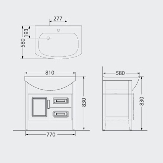 Porta Sanitary Ware - HDFL163 Wooden Cabinet